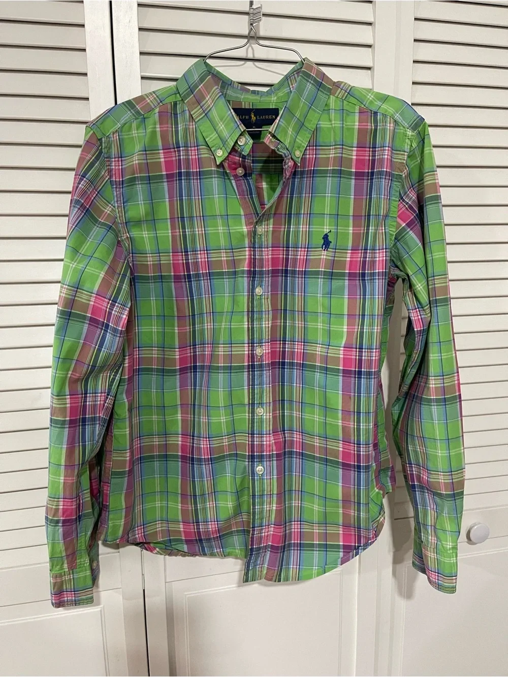 Ralph Lauren Green and Pink Plaid Button-Down Shirt